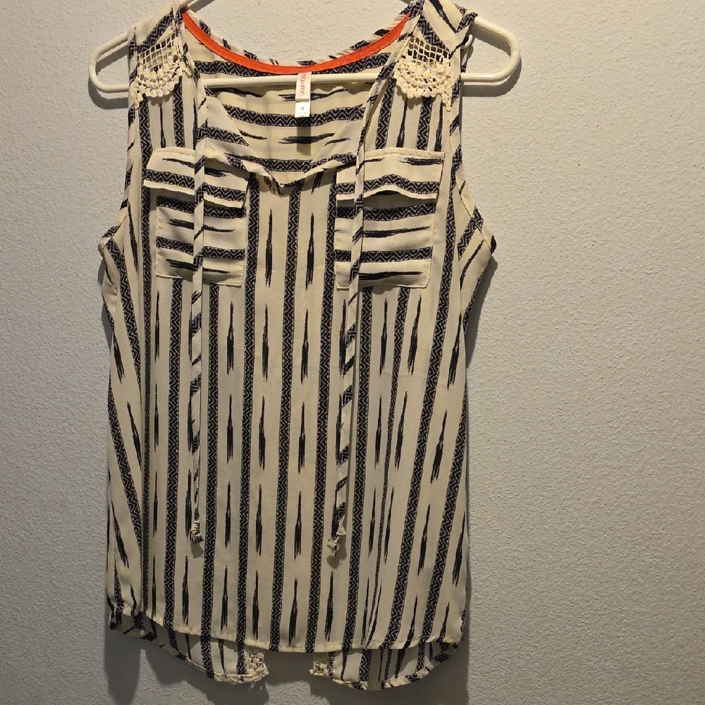 Xhilaration Black and Cream Striped Blouse